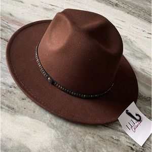 LULLA COLLECTION BY BINDYA ~ Bar Trim Fedora Hat ~ Brown ~ NWT